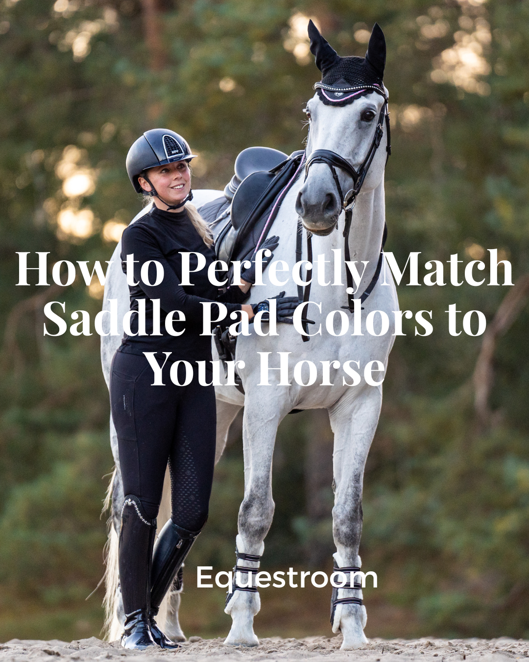 Woman with Grey horse in matching saddle pad set