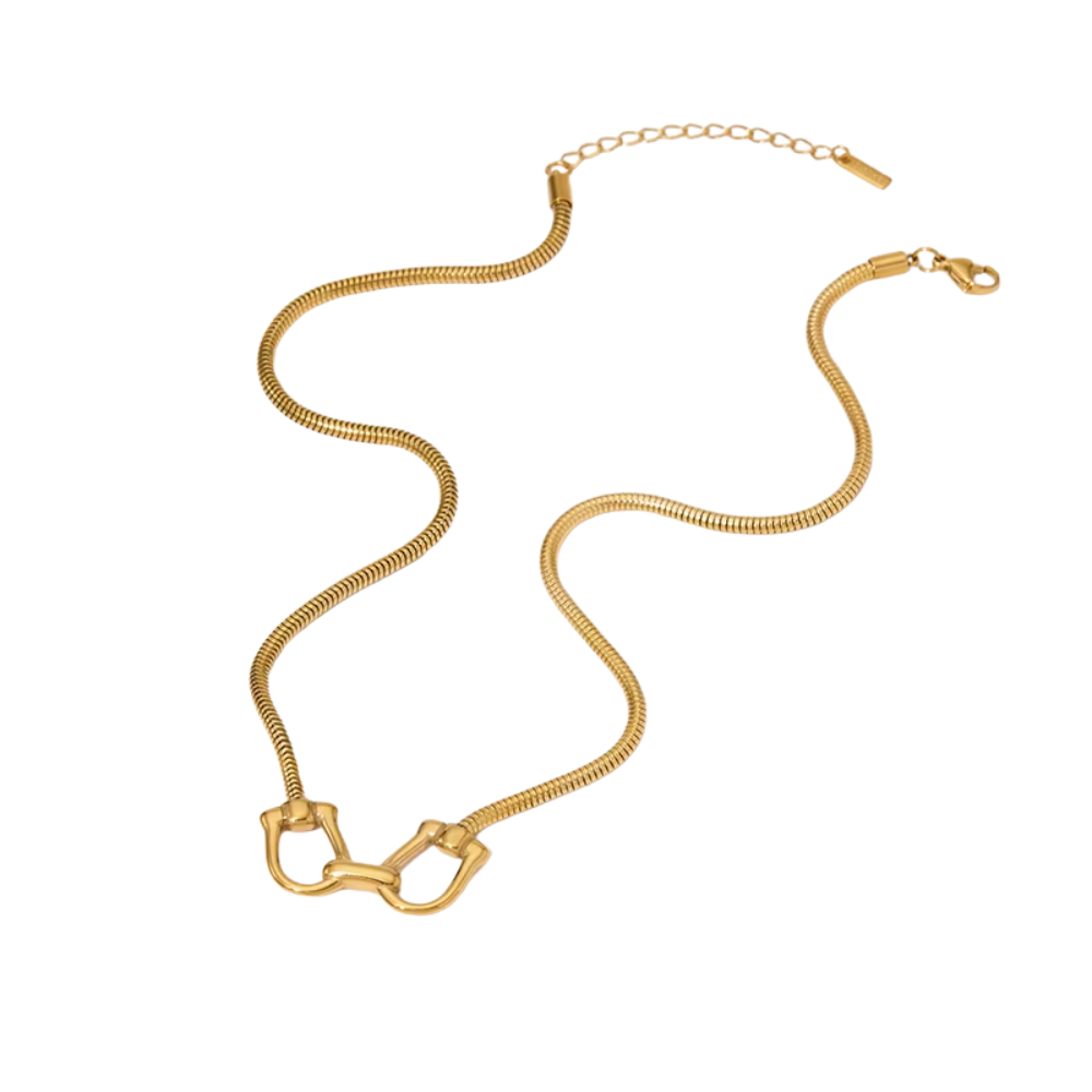 18k Gold Equestrian Horse Bit Necklace Two Tone Non Tarnish