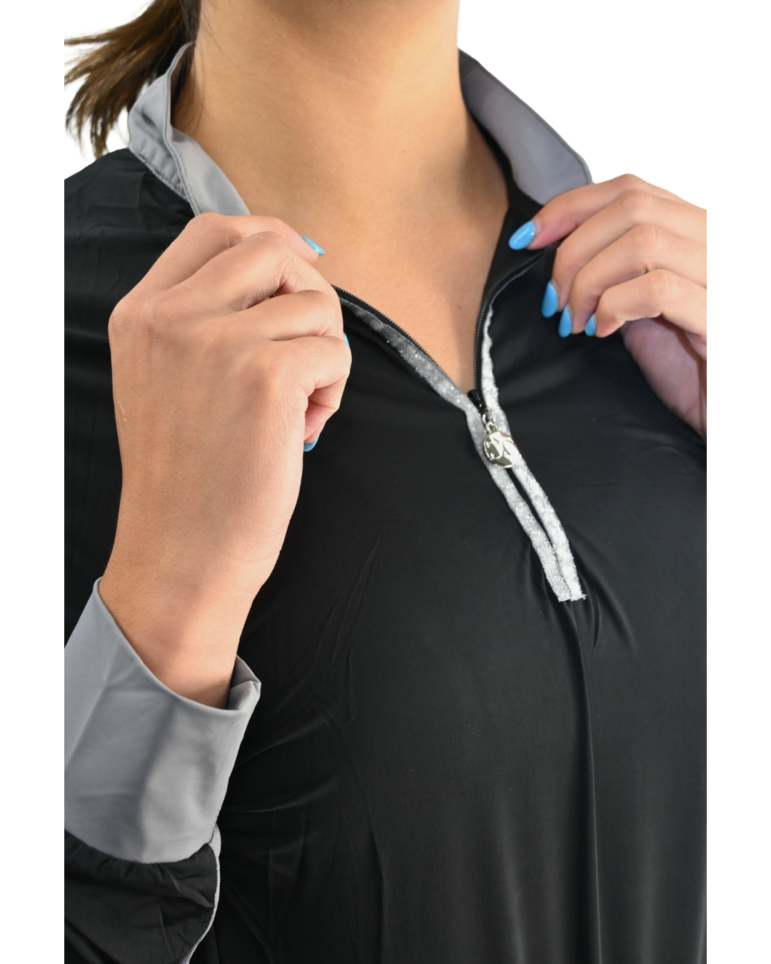 Cool and Comfortable Black Riding Sun Shirt with Glitter Bars