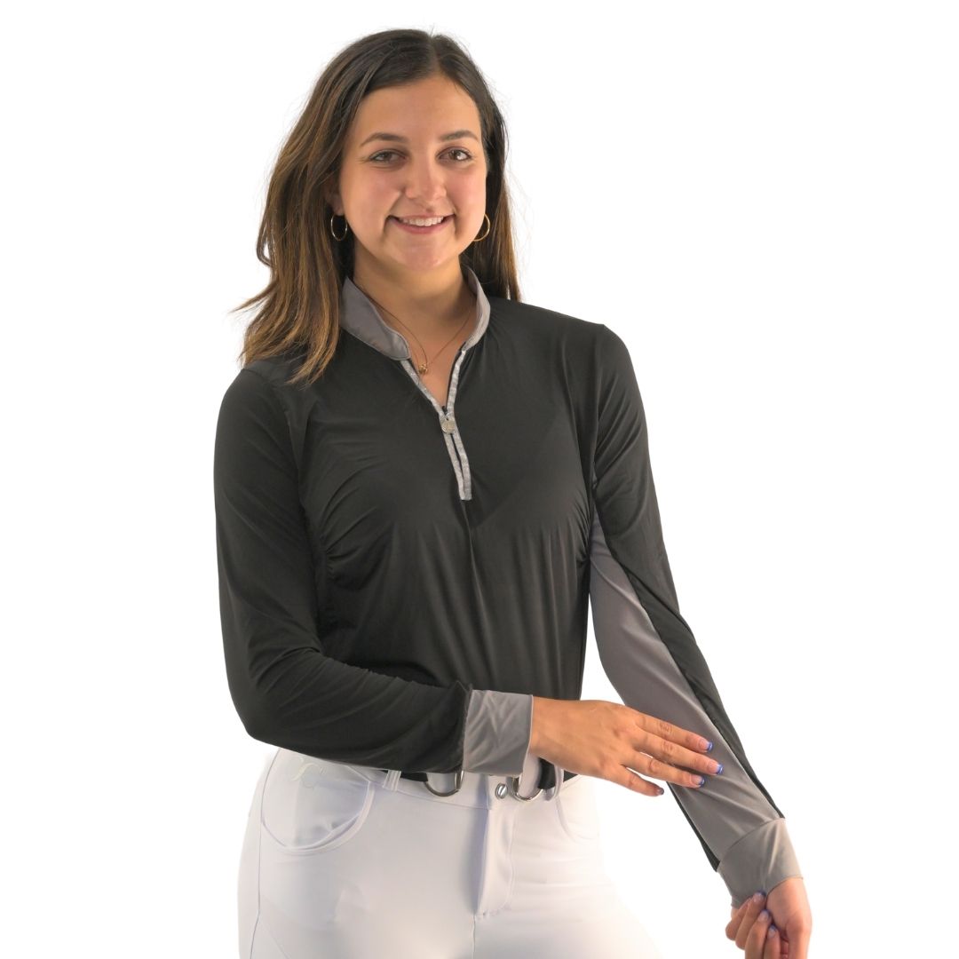 Cool and Comfortable Black Riding Sun Shirt with Glitter Bars