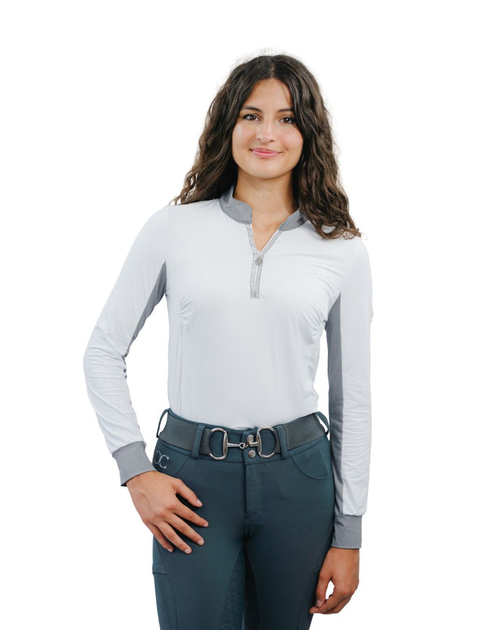 Cool and Comfortable White Riding Sun Shirt with Glitter Bars