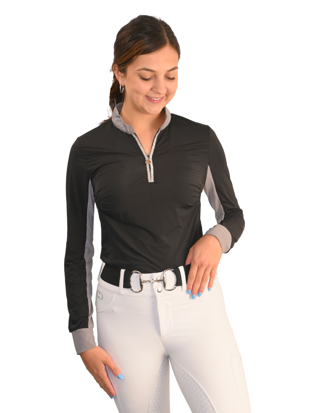 Cool and Comfortable Black Riding Sun Shirt with Glitter Bars