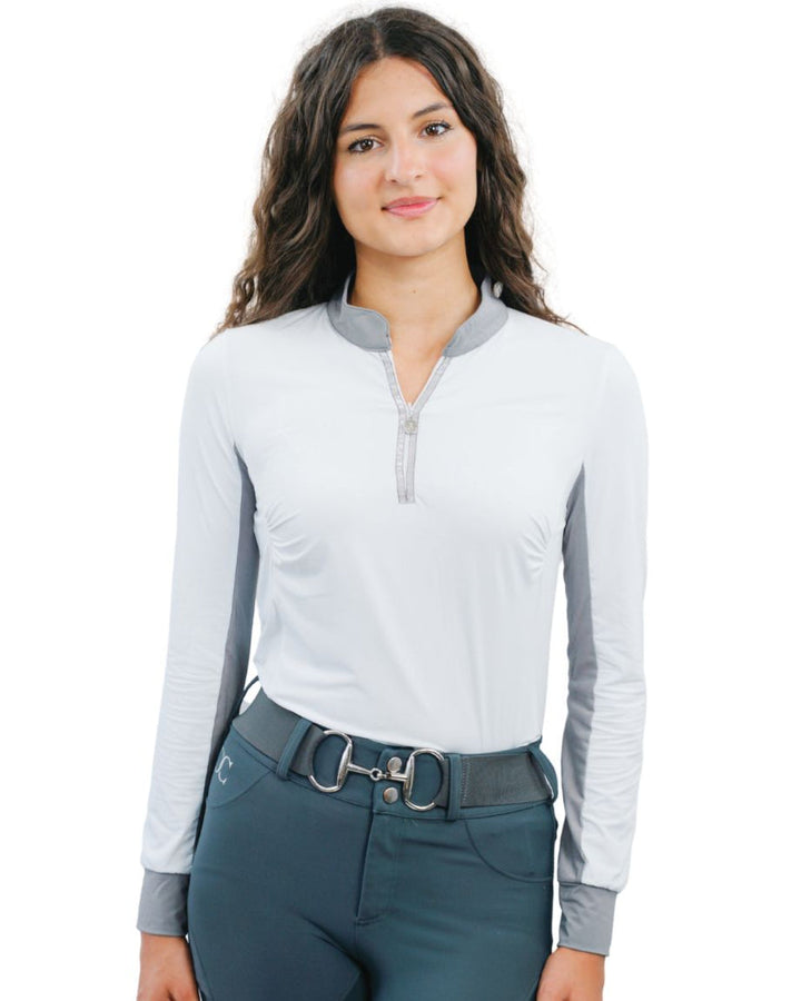 Cool and Comfortable White Riding Sun Shirt with Glitter Bars