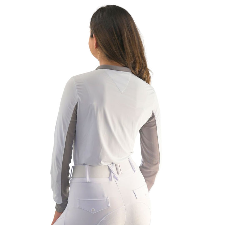 Cool and Comfortable White Riding Sun Shirt with Glitter Bars