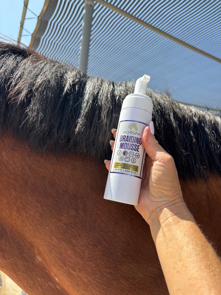 Horse Braiding and Plaiting Mousse 6 oz white bottle