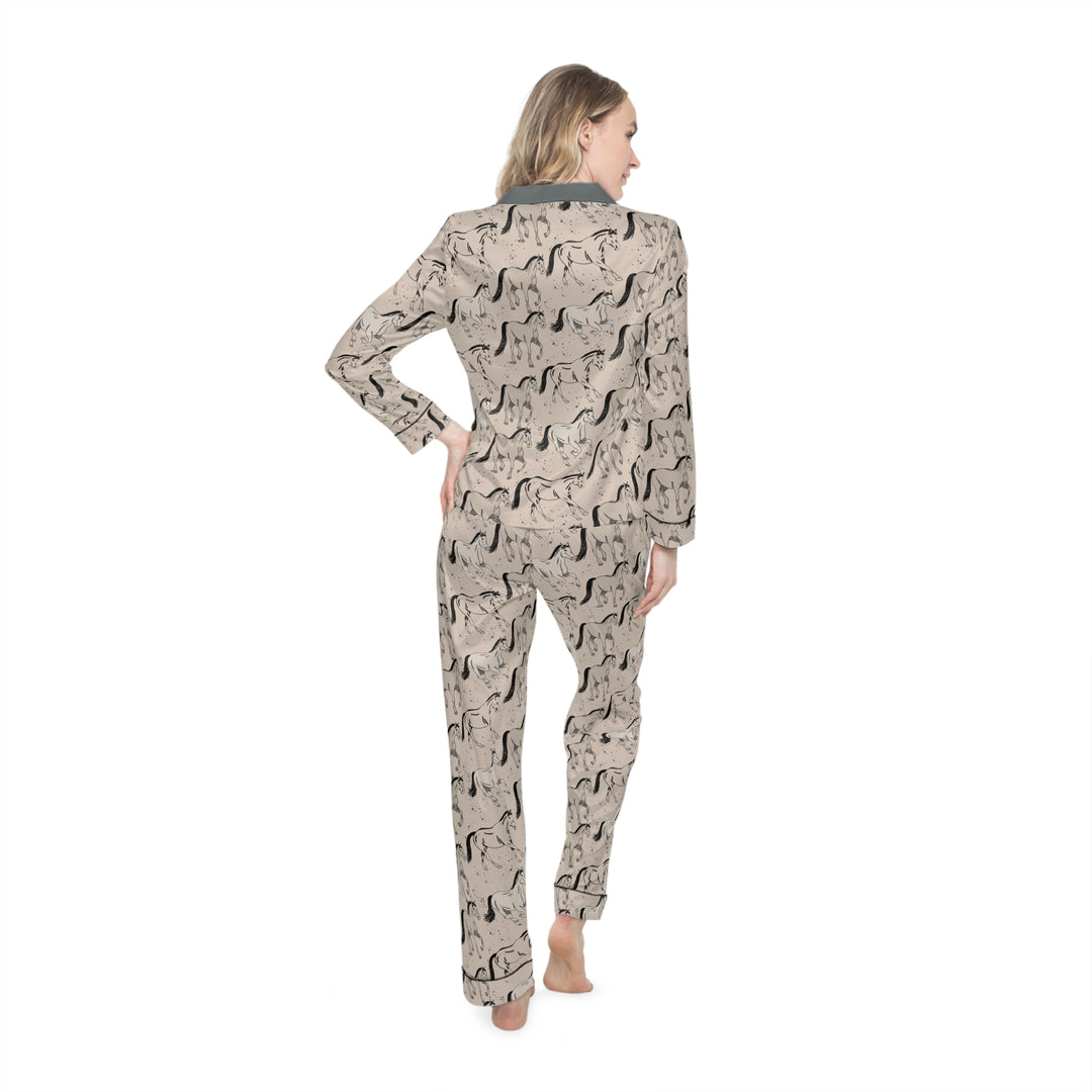Classic Herd Equestrian Satin Pajama Set – Limited Edition Horse Lover Gift | Art-Inspired Luxury Sleepwear by Jasmin Elizabeth