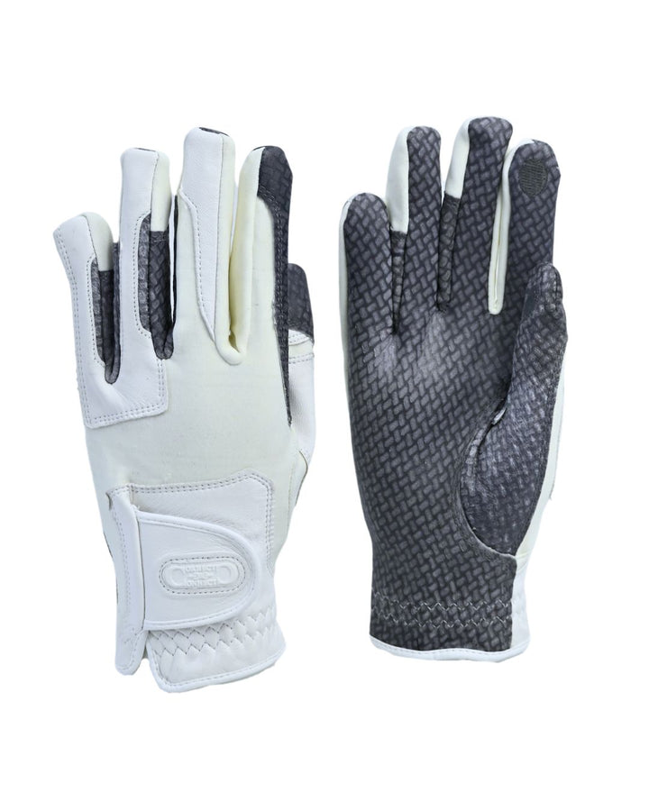Oil-Tac Copper Tech™️ Leather Premium Riding Glove in White and Black