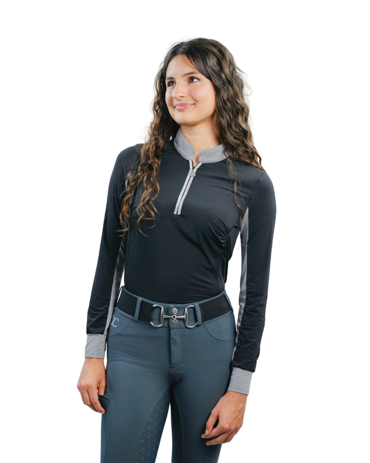 Cool and Comfortable Black Riding Sun Shirt with Glitter Bars