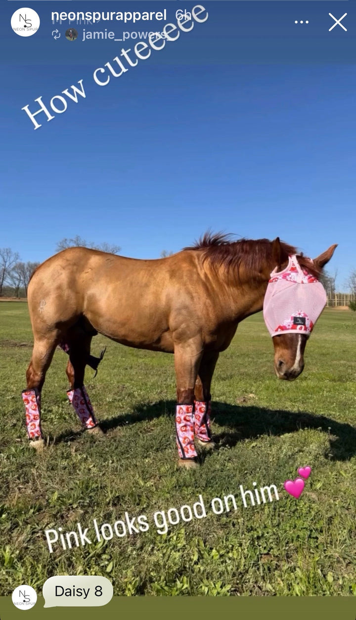 Horse Fly Mask -Daisy 8 Pink Mesh