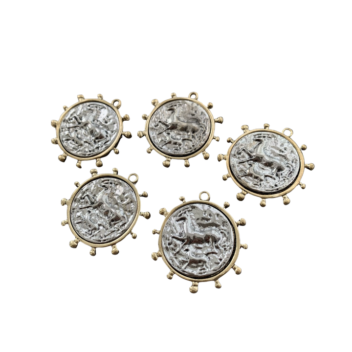 Equestrian Coin Charm 14K Gold Plated