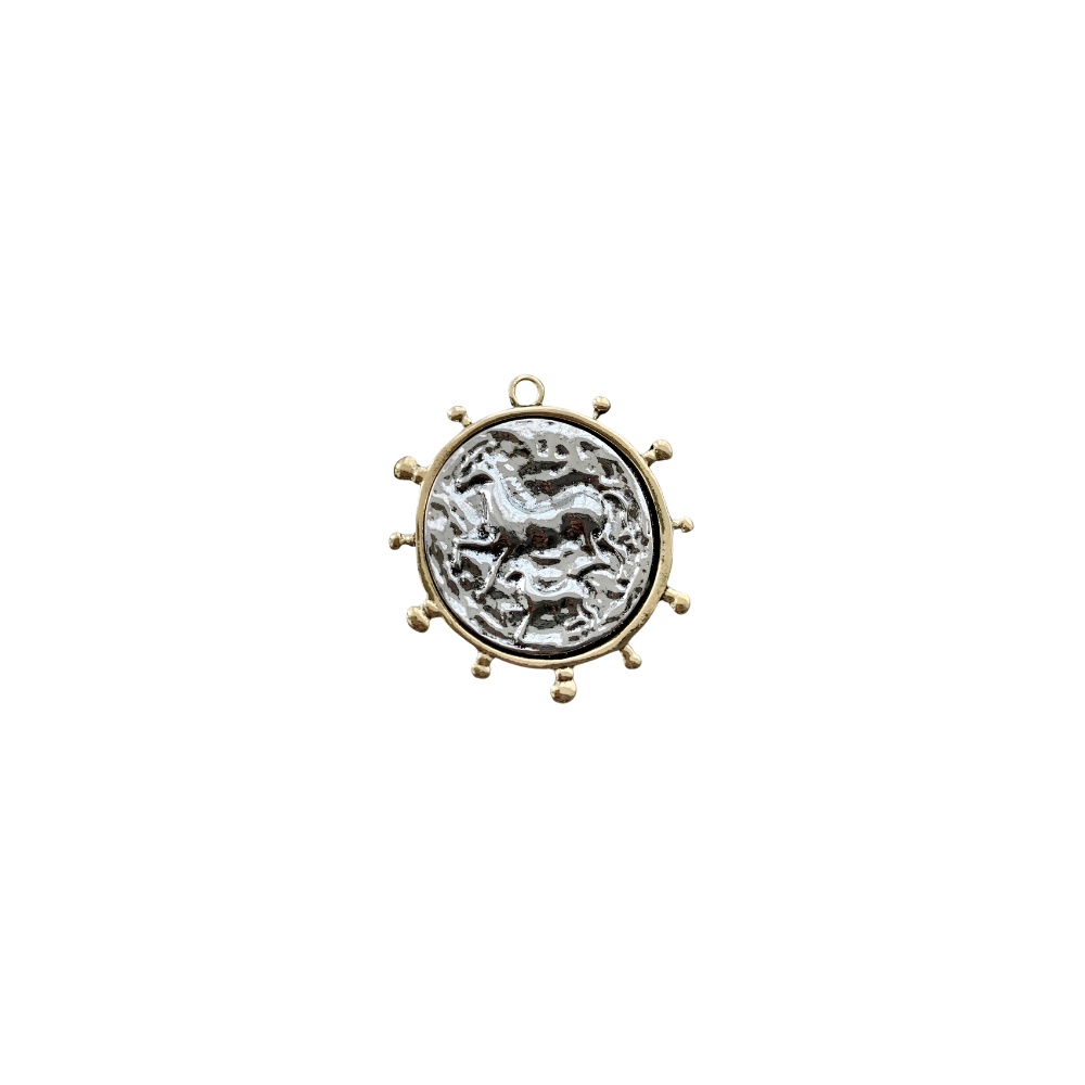 Equestrian Coin Charm 14K Gold Plated