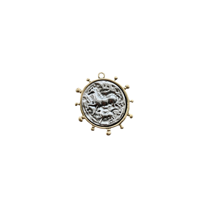Equestrian Coin Charm 14K Gold Plated