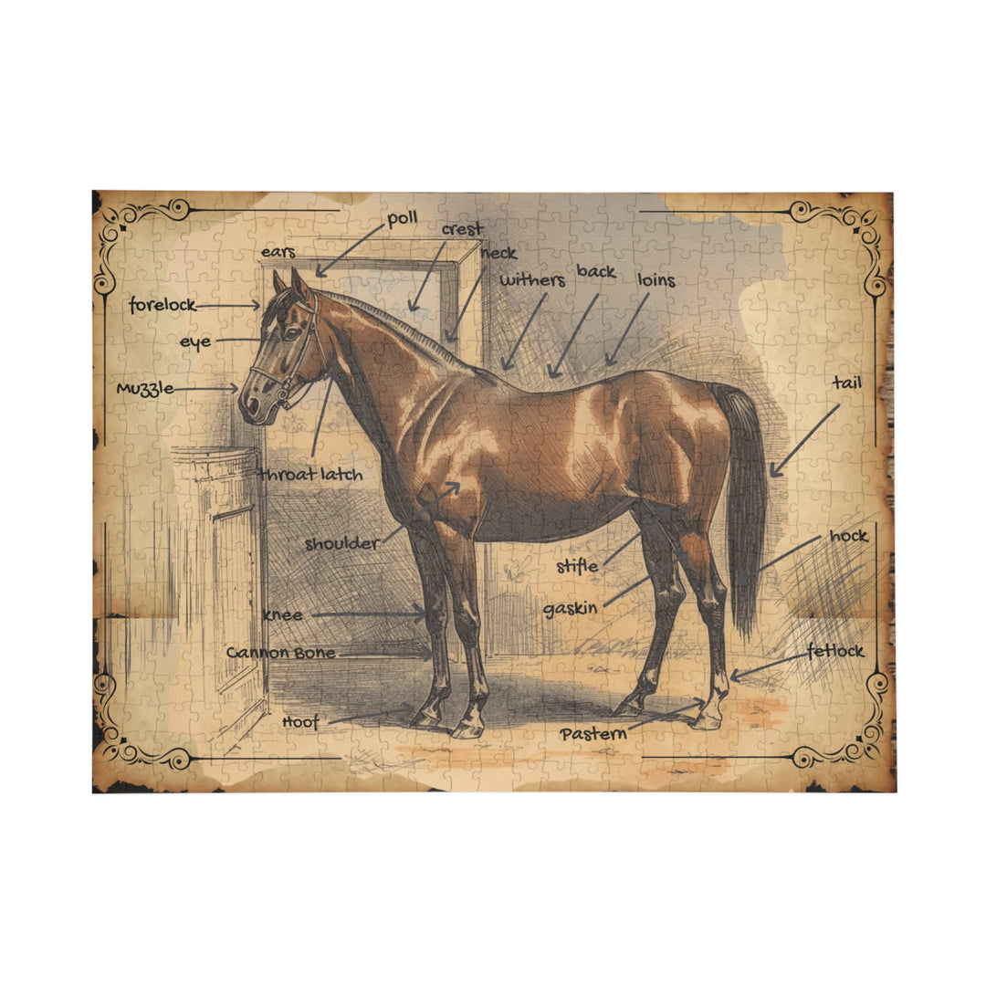 Vintage Parts of the Horse Anatomy Puzzle - Educational Parts of the Horse Jigsaw (500 pcs)