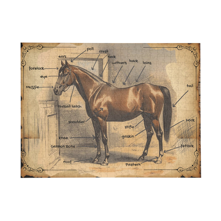 Vintage Parts of the Horse Anatomy Puzzle - Educational Parts of the Horse Jigsaw (500 pcs)