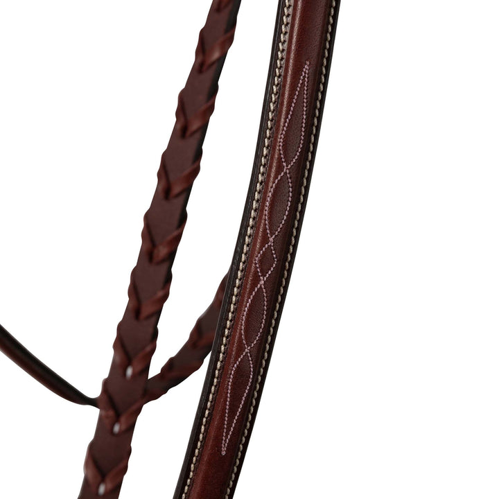 Brown Leather Stitched Schooling Laced Reins Equestrian