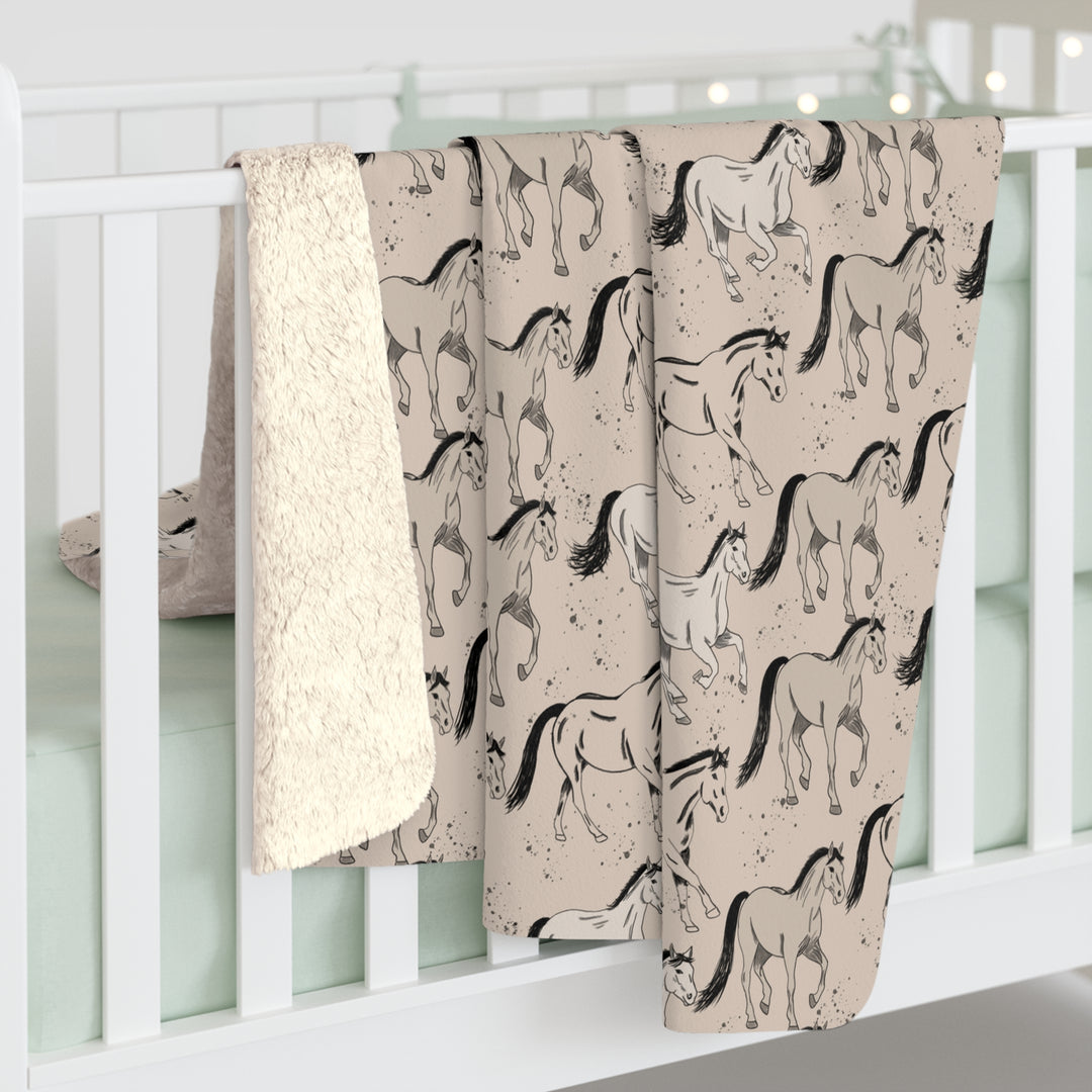 Equestroom x Jasmin Elizabeth – Classic Horse Herd Sherpa Fleece Blanket