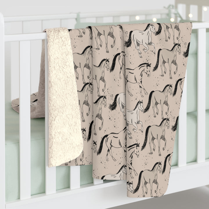 Equestroom x Jasmin Elizabeth – Classic Horse Herd Sherpa Fleece Blanket