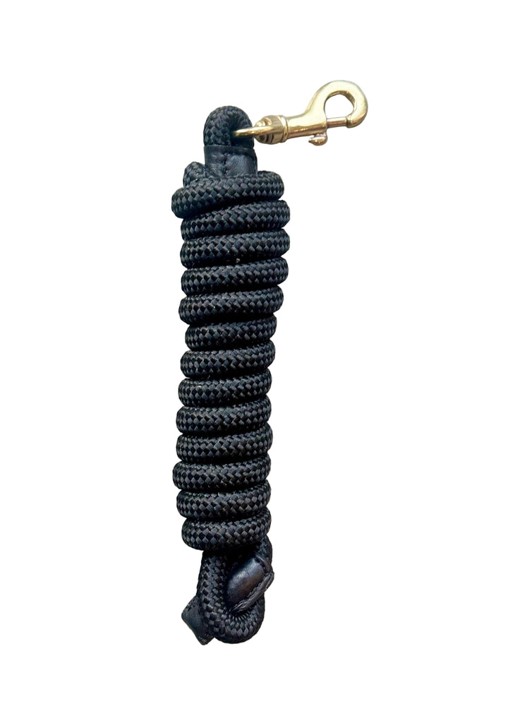 Black rope dog leash wrapped up