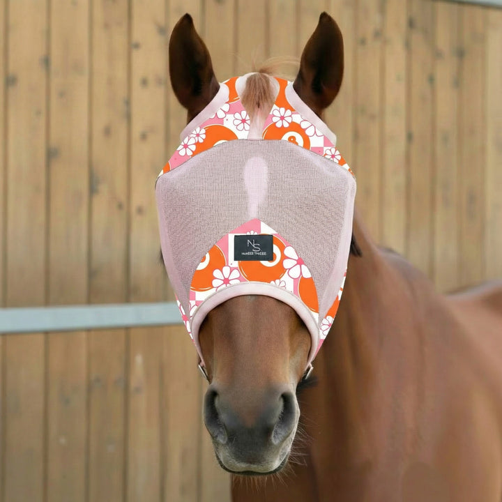 Horse Fly Mask -Daisy 8 Pink Mesh