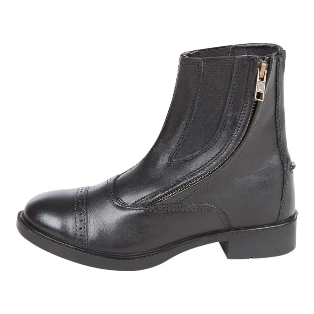 Children's Side Zipper Premium Leather Paddock Boots Horse Riding Boots, Black