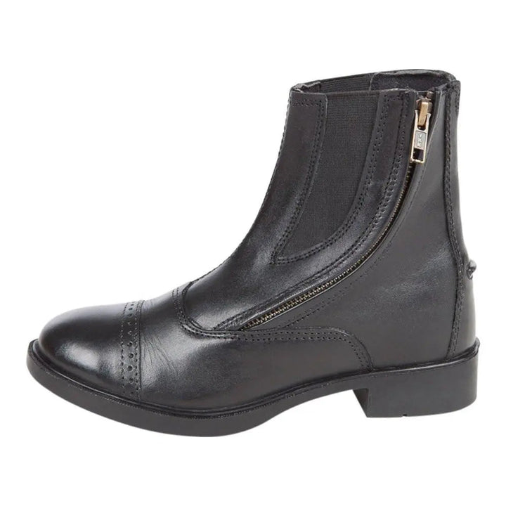 Children's Side Zipper Premium Leather Paddock Boots Horse Riding Boots, Black