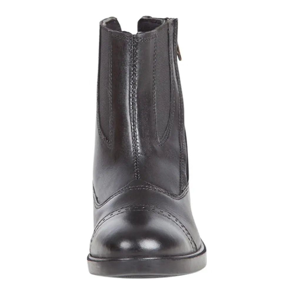 Children's Side Zipper Premium Leather Paddock Boots Horse Riding Boots, Black