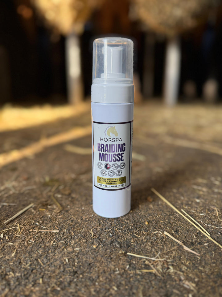 Horse Braiding and Plaiting Mousse 6 oz white bottle