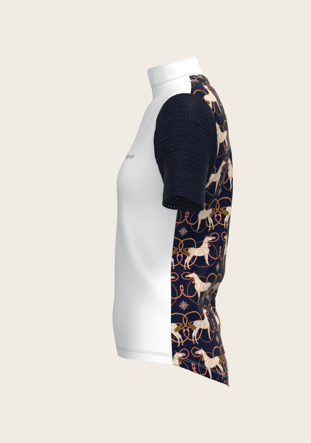 Roped Horses on Navy Short Sleeve Equestrian Show Shirt