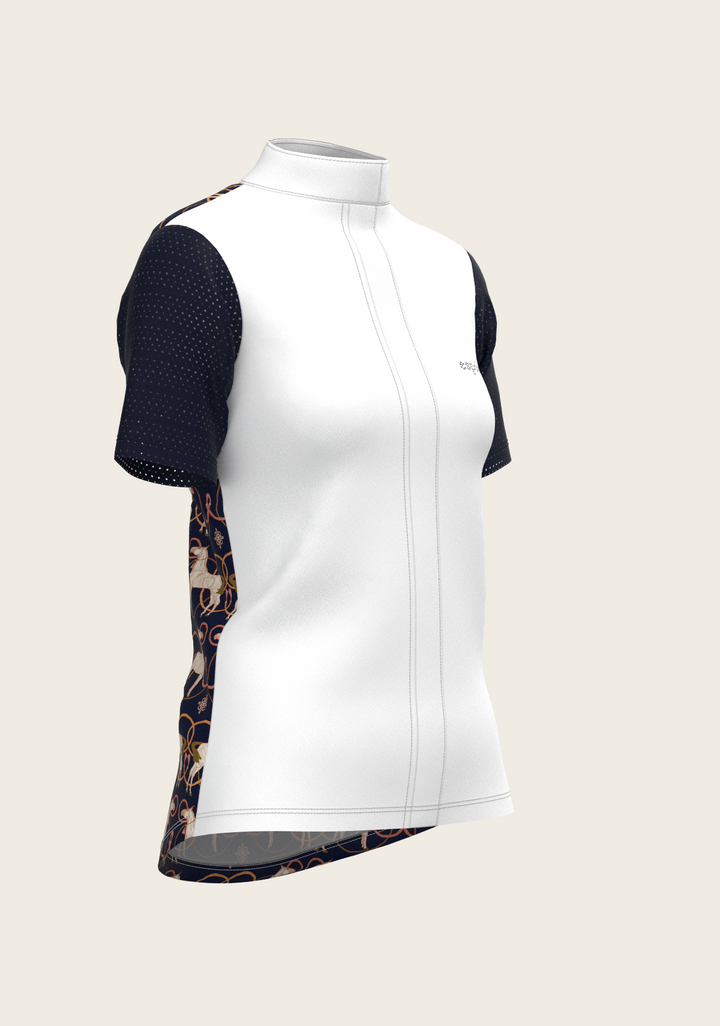 Roped Horses on Navy Short Sleeve Equestrian Show Shirt