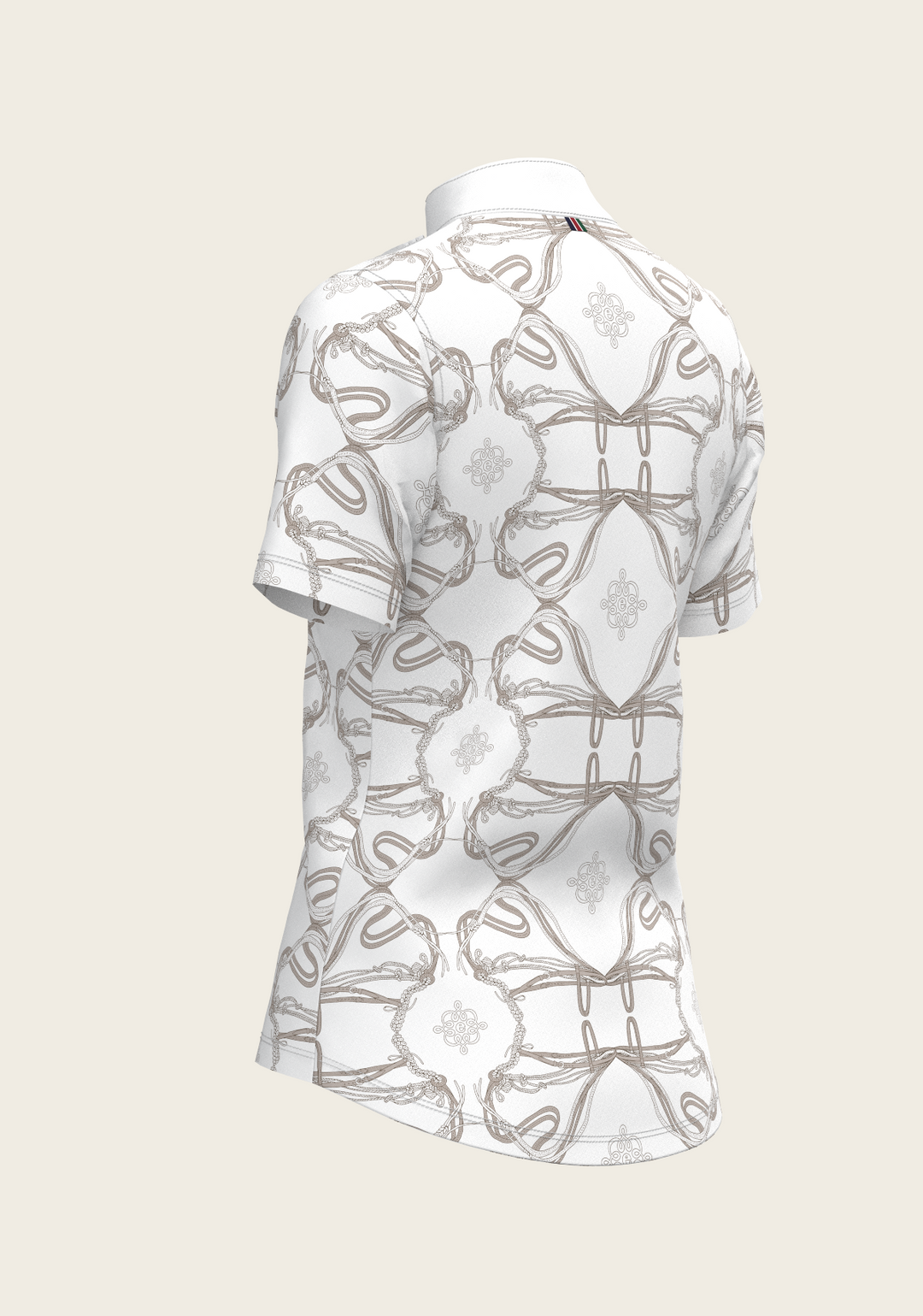 Short Pleated Roped Bridles Short Sleeve Show Shirt - White