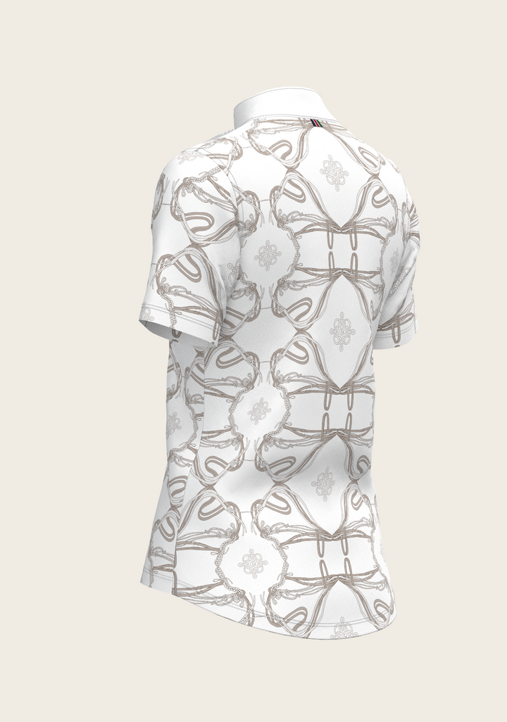 Short Pleated Roped Bridles Short Sleeve Show Shirt - White