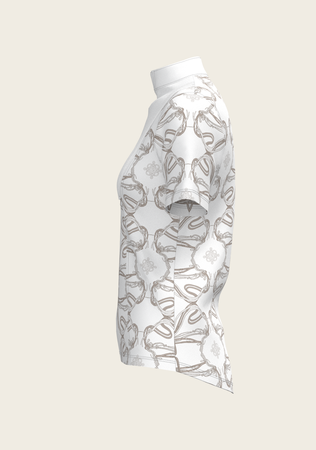 Short Pleated Roped Bridles Short Sleeve Show Shirt - White
