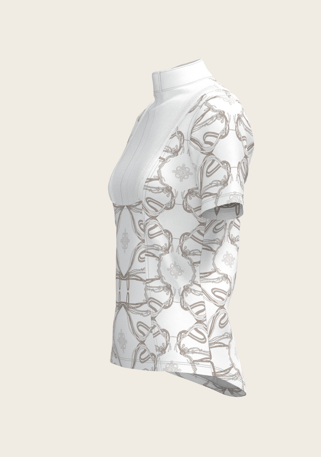 Short Pleated Roped Bridles Short Sleeve Show Shirt - White