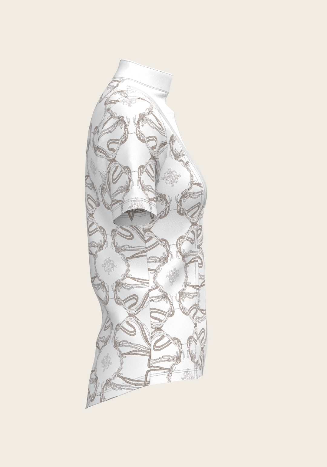 Short Pleated Roped Bridles Short Sleeve Show Shirt - White