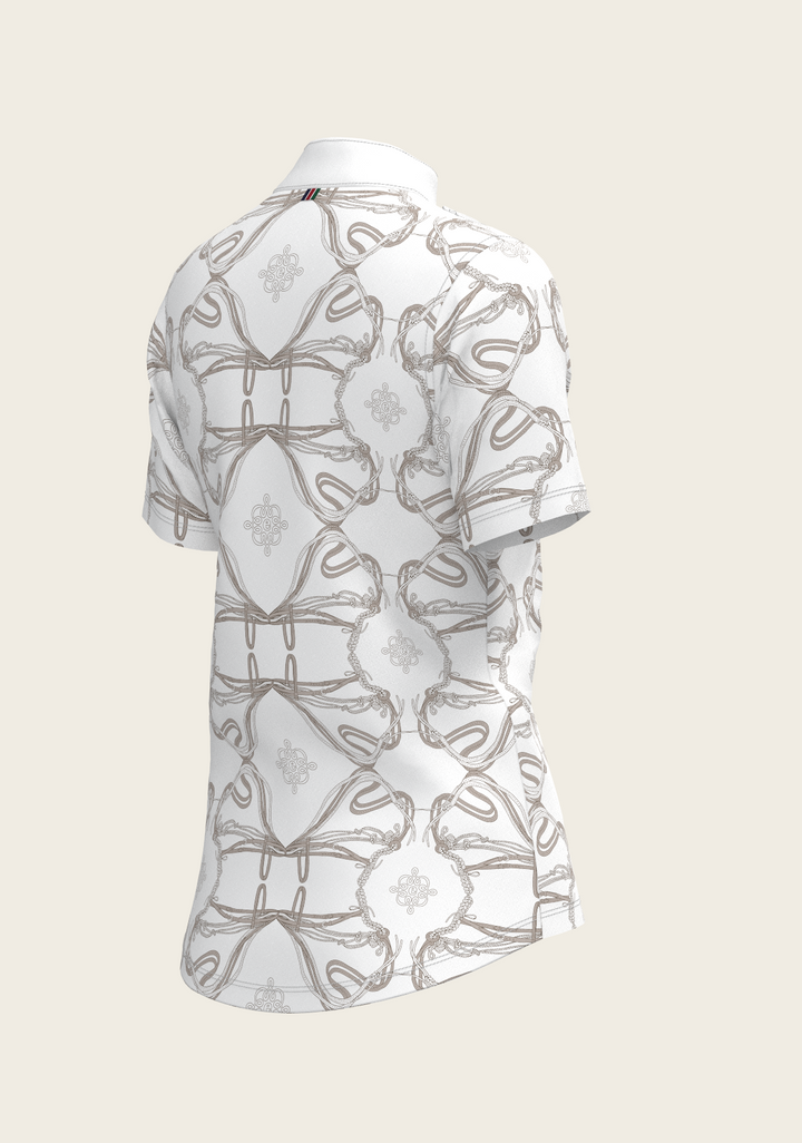 Short Pleated Roped Bridles Short Sleeve Show Shirt - White