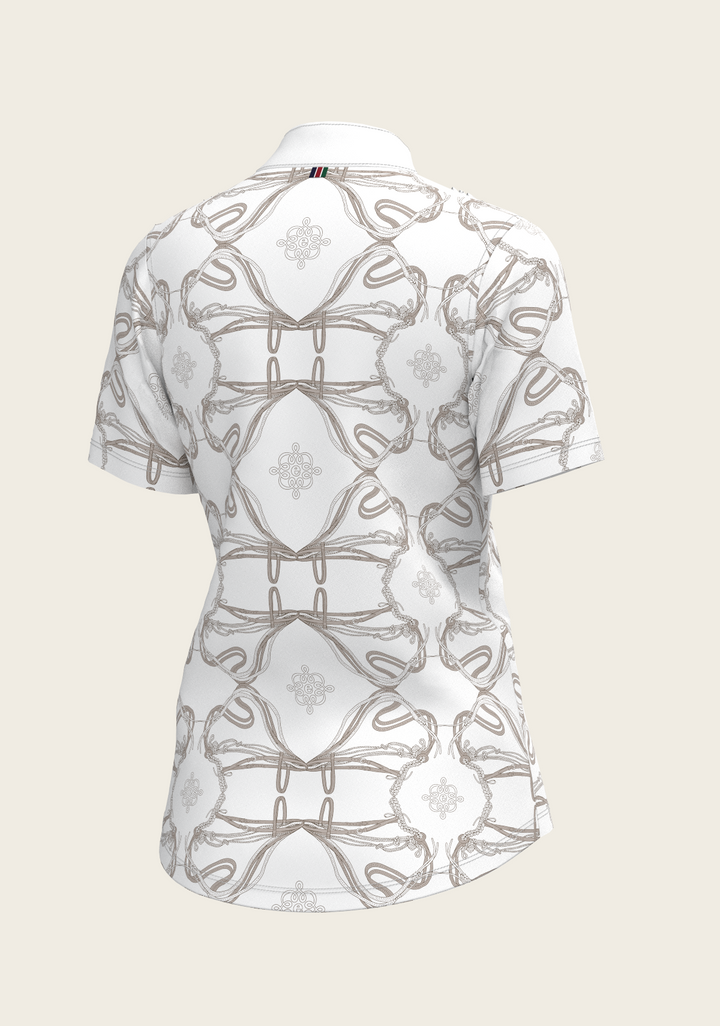 Short Pleated Roped Bridles Short Sleeve Show Shirt - White