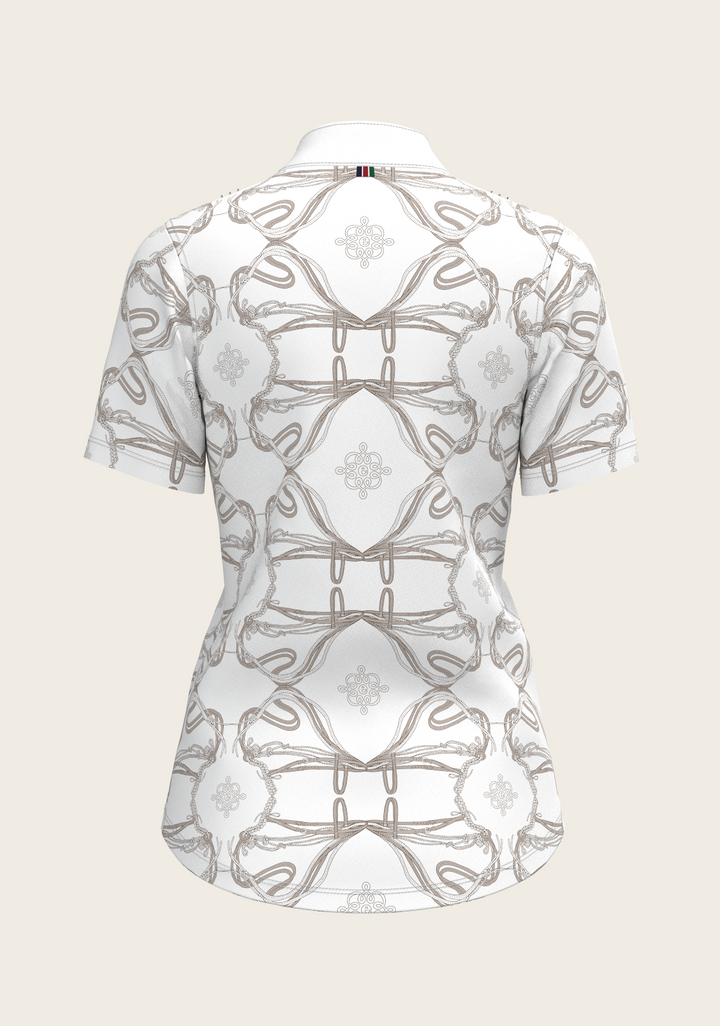 Short Pleated Roped Bridles Short Sleeve Show Shirt - White
