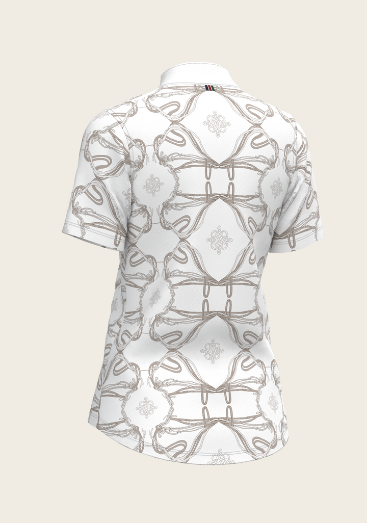 Short Pleated Roped Bridles Short Sleeve Show Shirt - White