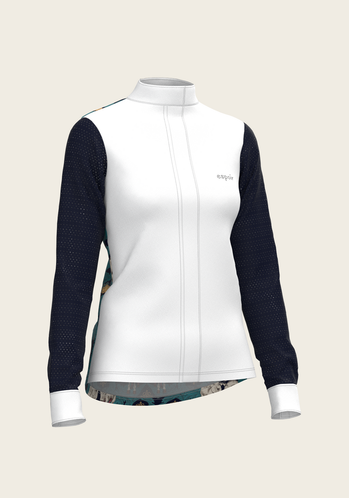 Black and White Formal Long Sleeve Equestrian Show Shirt