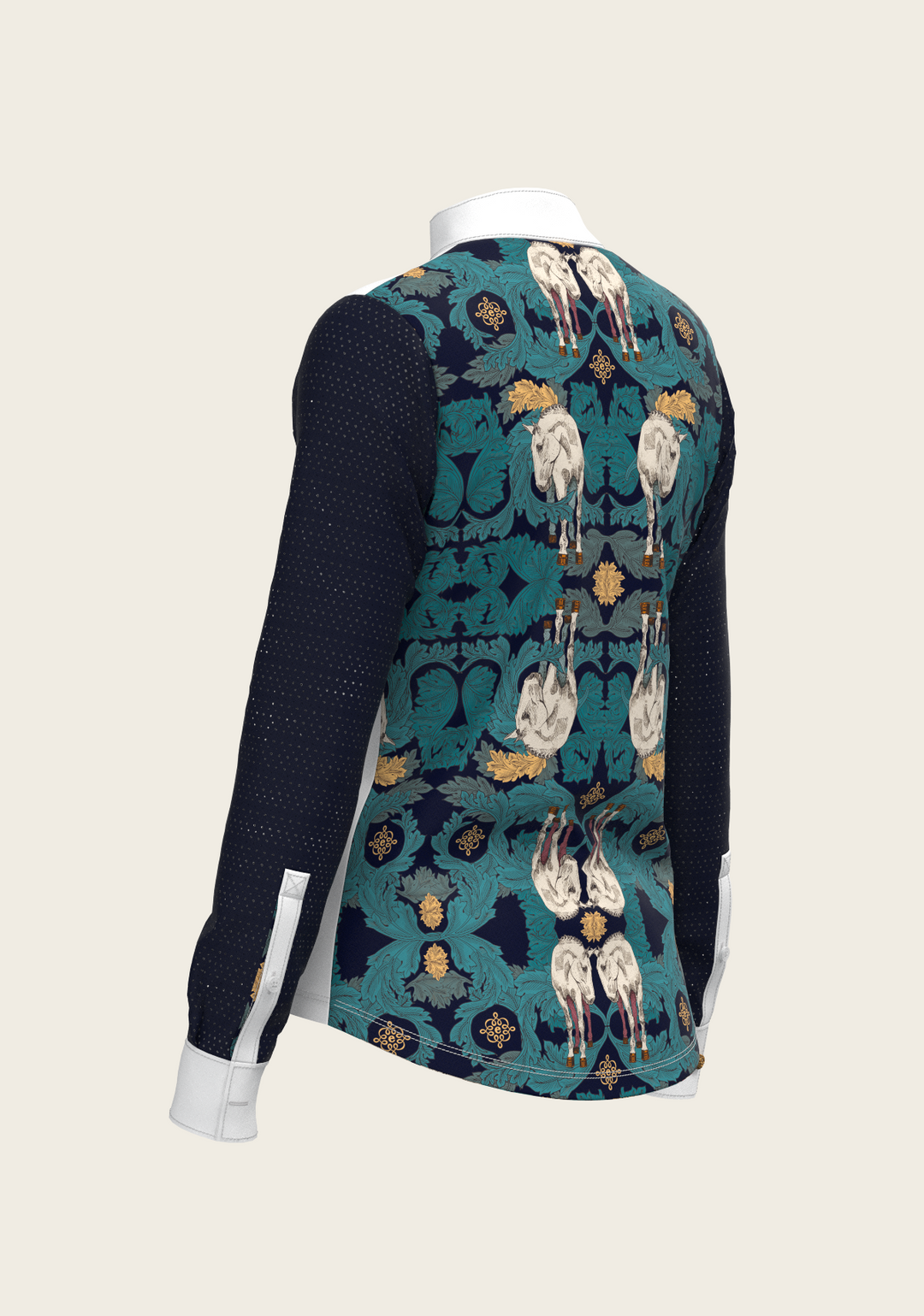 Black and White Formal Long Sleeve Equestrian Show Shirt