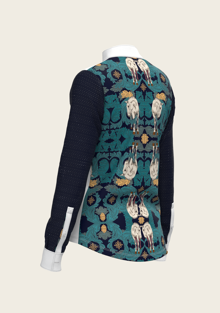 Black and White Formal Long Sleeve Equestrian Show Shirt