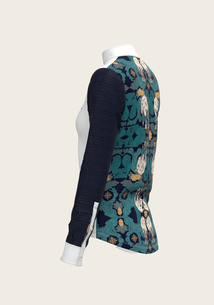 Black and White Formal Long Sleeve Equestrian Show Shirt