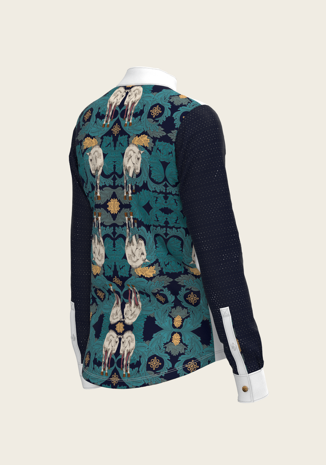 Black and White Formal Long Sleeve Equestrian Show Shirt