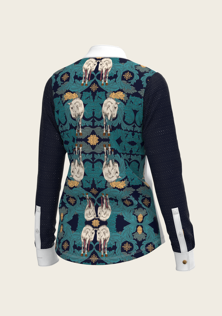 Black and White Formal Long Sleeve Equestrian Show Shirt