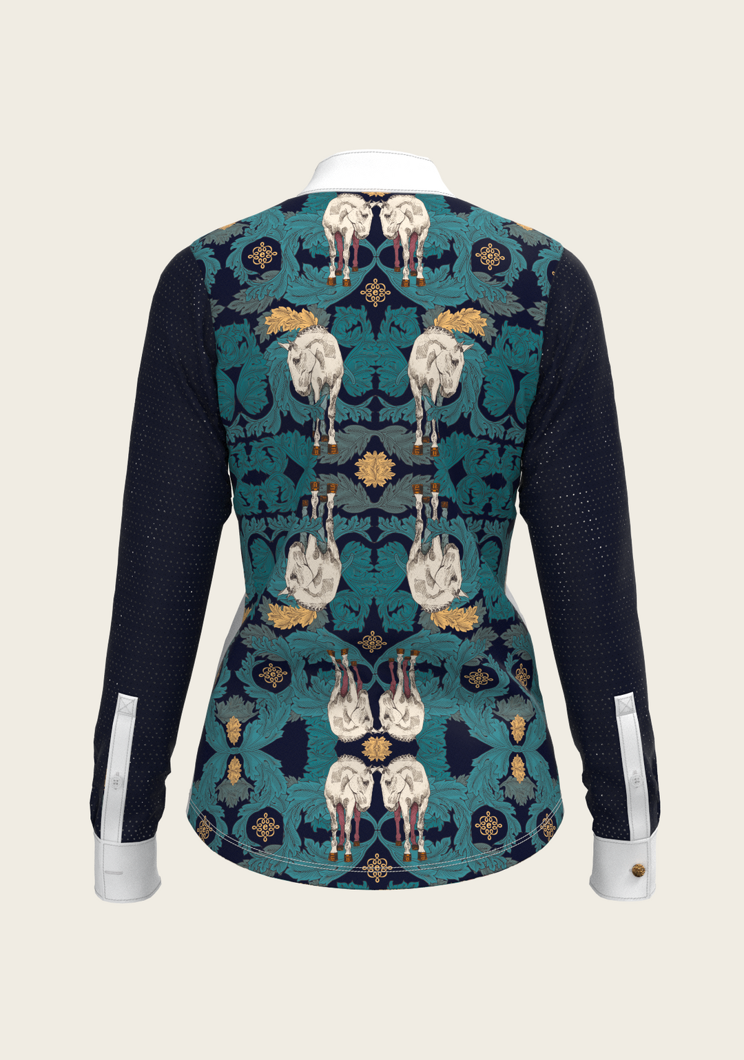 Black and White Formal Long Sleeve Equestrian Show Shirt