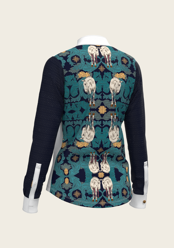 Black and White Formal Long Sleeve Equestrian Show Shirt