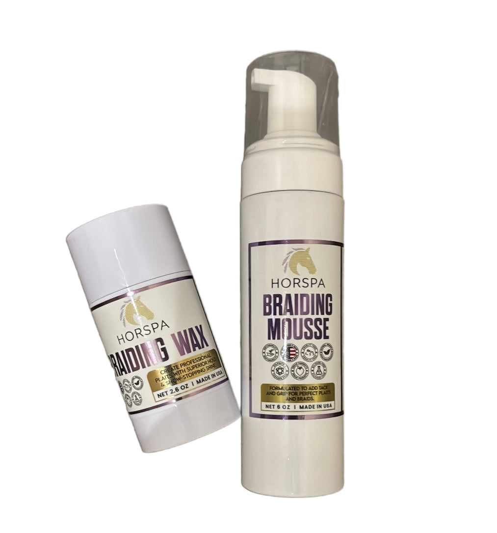 Horse Braiding and Plaiting Mousse 6 oz white bottle