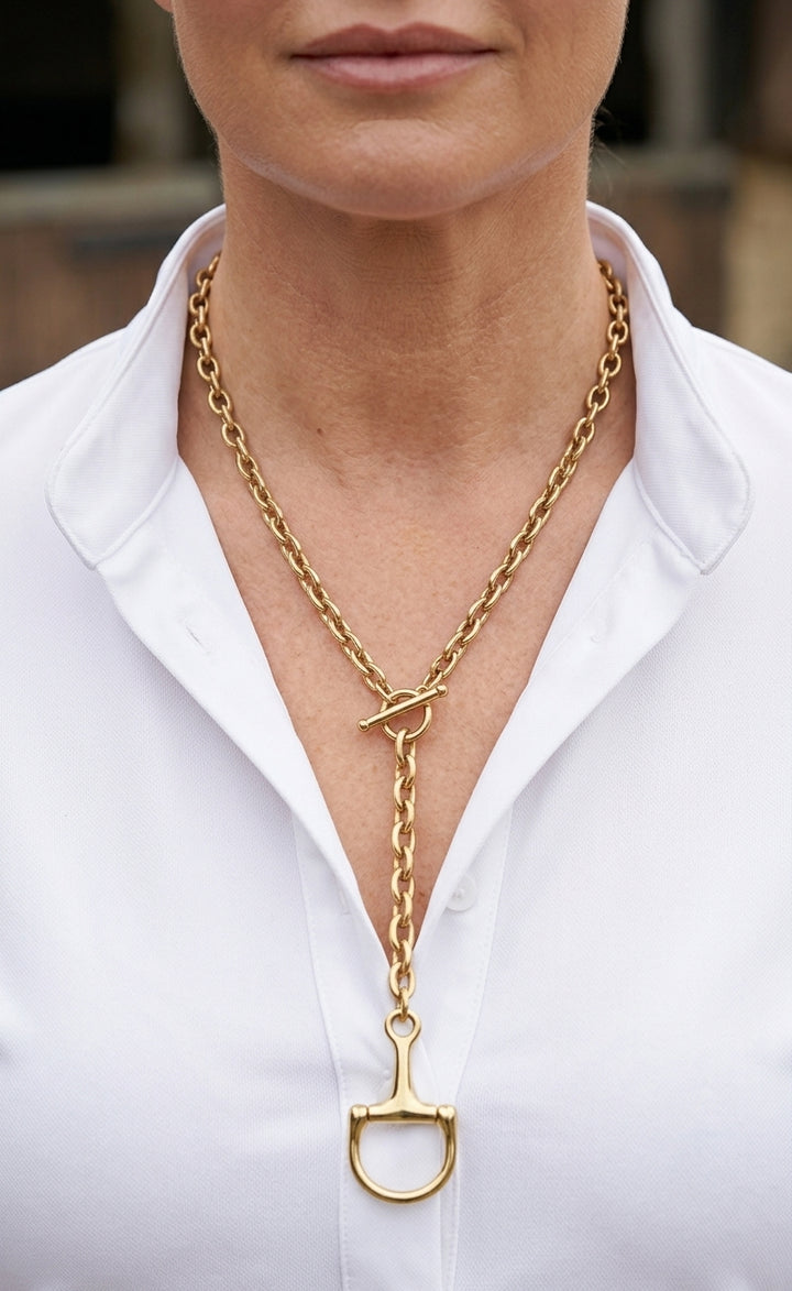 Equestrian Toggle Lariat Necklace 18k Gold Plated