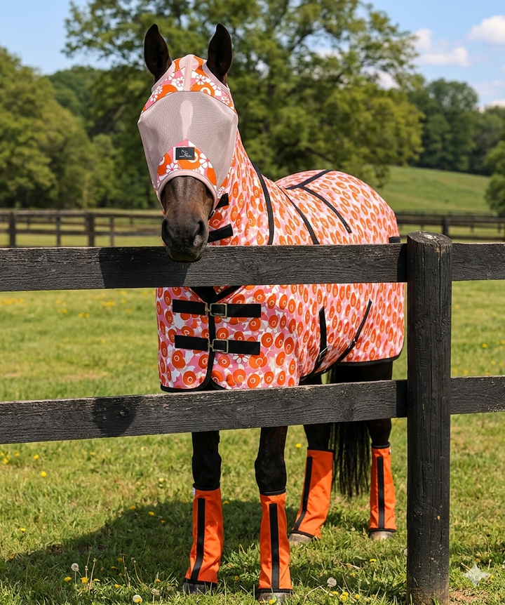 Horse Fly Mask -Daisy 8 Pink Mesh