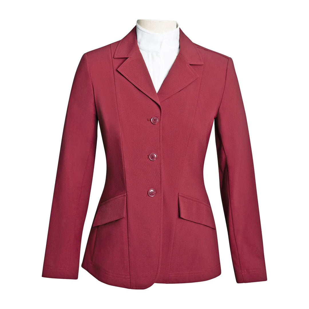 Ladies 3 Button Show Coat, NY Tech Fabric, Burgundy